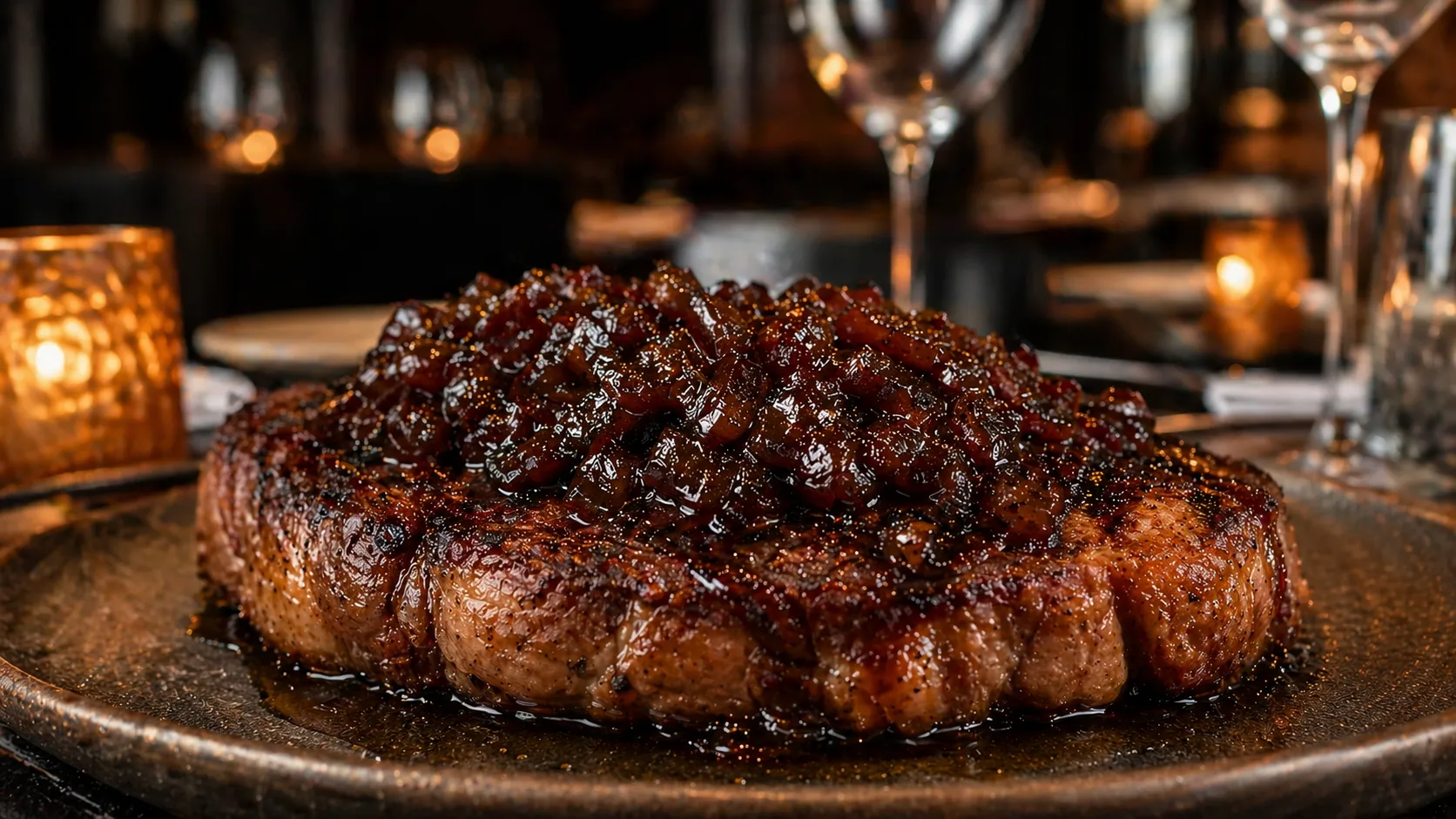 receita de Bife ancho com cebola caramelizada da liam foods