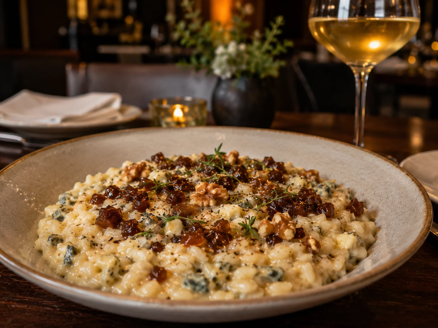 risoto de gorgonzola nozes tostadas e cebola caramelizada liam