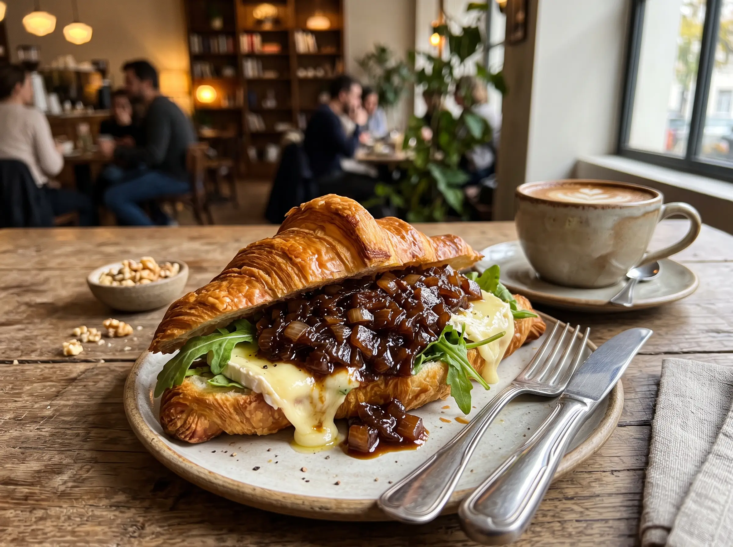 Croissant com queijo brie, rúcula e LIAM Tradicional